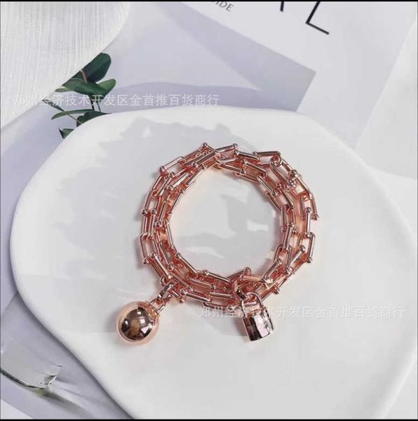 Bracciale a forma di U con chiusura a sfera in stile TFF di design a doppio strato