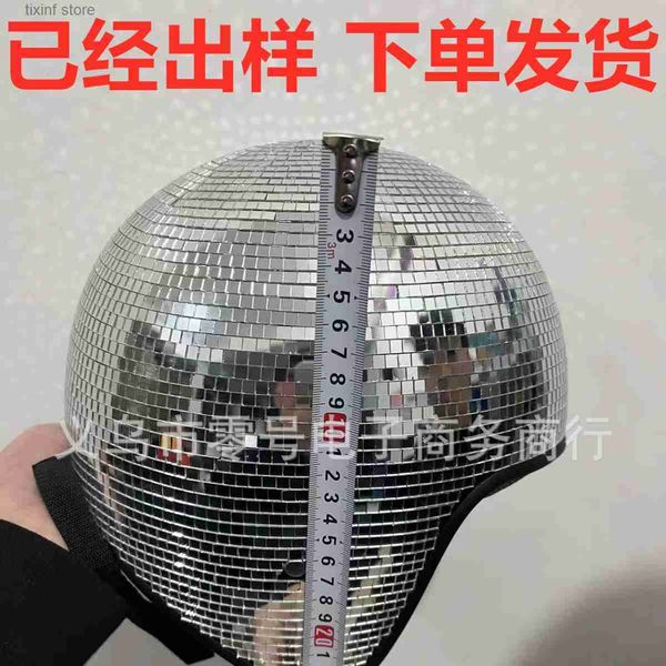 Dekorative Objekte Figuren Neu Discokugel Helm Spiegel Glas Ziegel Discokugel Helm Pilz T240306