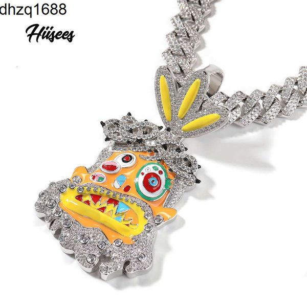 Iced Out Cartoon Ts Micro Setting Diamant Anhänger Messing 18k vergoldet Cz Modeschmuck Anhänger Punk Halskette für Männer