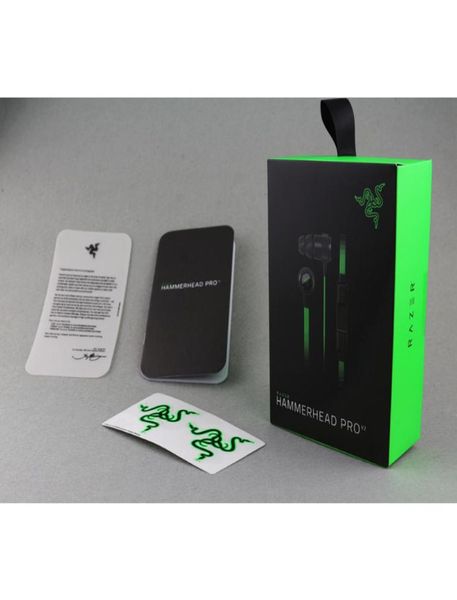 2022 Fones de ouvido de telefone celular Razer Hammerhead Pro V2 Fone de ouvido com microfone com caixa de varejo In Ear Gaming headsets4064170