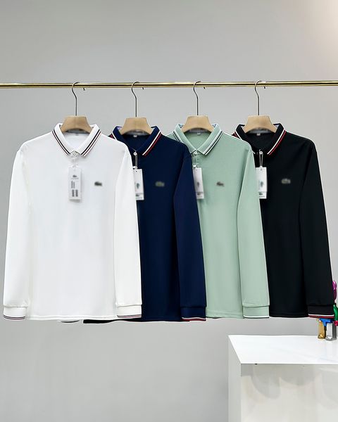 Alta Qualidade Primavera Luxo Itália Homens T-Shirt Designer Polo Camisas High Street Bordado Pequeno Crocodilo Marca Polo Camisa Casual Business Lapela Mangas Compridas