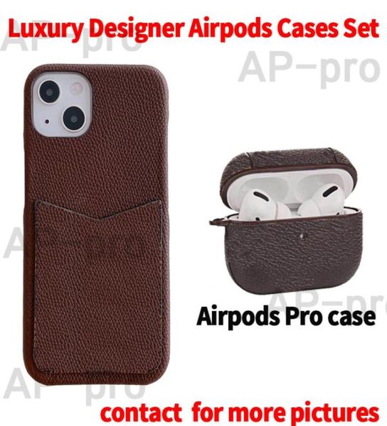 UPS Designer Airpods Case e Phone Cases para iPhone 13 12 Pro Max Moda Imprimir Capa Traseira Mobile Shell Card Holder Pocket Case W9454620