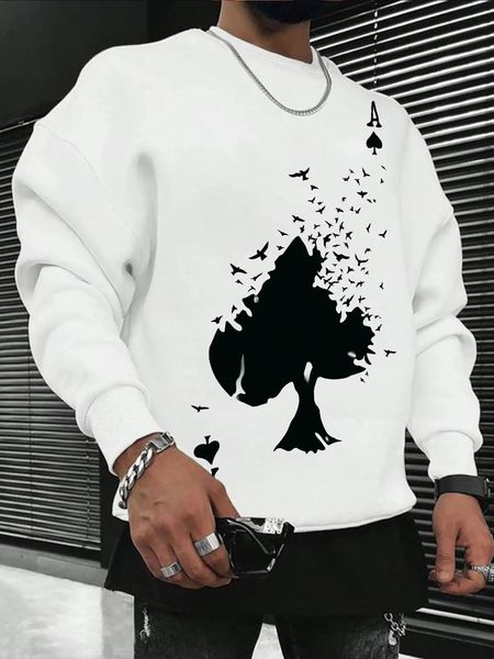Drifting Spades A Schwarz Muster Männliche Sweatshirts Bequeme Kreative Pullover Hip Hop Tops Fleece Casual Streetwear Für Männer 240228