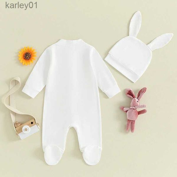 Footies Neugeborenen Ostern Outfit Mädchen Jungen Langarm Strampler Footie Body Bunny Hut Baby Ostern Kleidung YQ240306