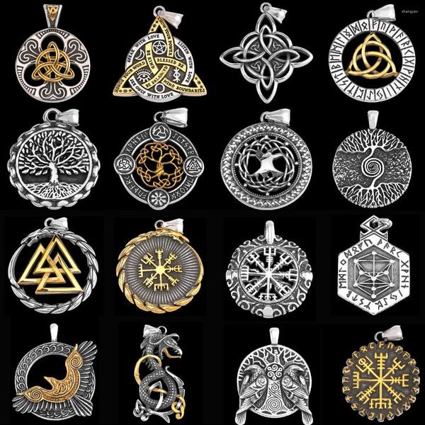 Anhänger Halsketten Vintage Wikinger Baum des Lebens Halskette Männer Verschiedene Nordische Amulett Keltische Edelstahl Charm Schmuck Großhandel