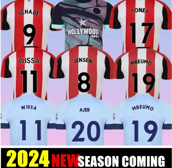 23 24 camisas de futebol em casa 2023 2024 fora HICKEY HENRY JENSEN SCHADE TONEY DASILVA NORGAARD MBEUMO JANELT camisas de futebol masculino kit infantil