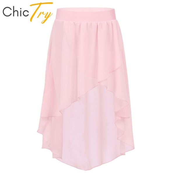 Stage Wear ChicTry Bambini Adolescenti Cintura elastica HighLow Tutu di balletto Gonna in chiffon Bambini Ragazze Latin Jazz Costume di danza lirica5364440