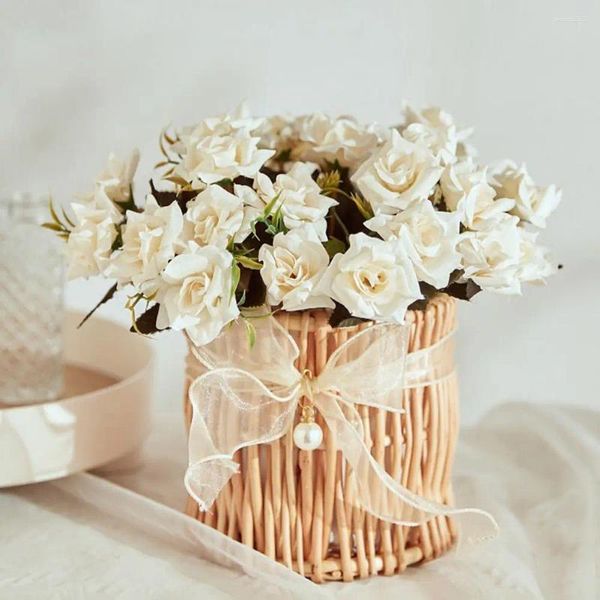 Декоративные цветы 1 букет искусственных цветов без полива 5 вилок 10 головок имитация букета роз украшение для дома