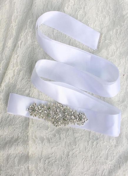 Barato em estoque faixas de noiva cintos cristal menina vestidos de baile mulheres cintos marfim branco blush fita preto rosa verde prata pronto to6814997