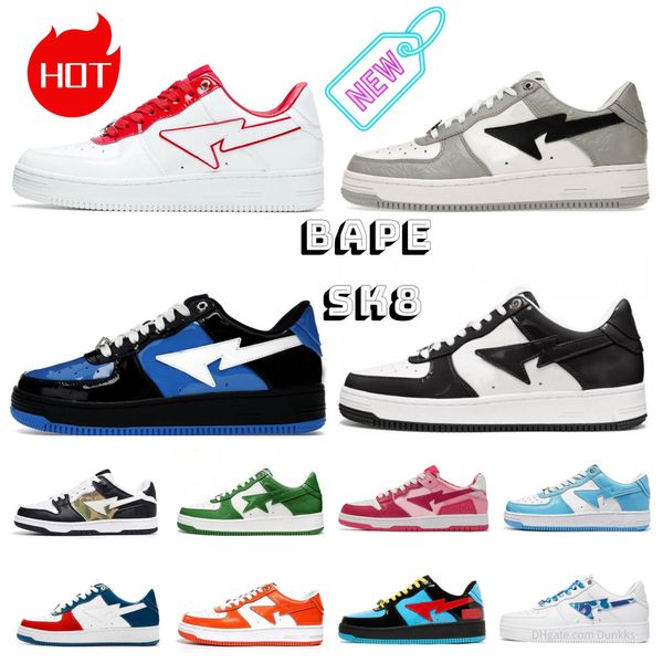 2024 Designer Stas SK8 Freizeitschuhe JJJJound Low Männer Frauen Schwarz Weiß Italien Farbe Camo BapeStaesi Combo Baden Triple Patent Leder Apes Sports Trainer Sneakers