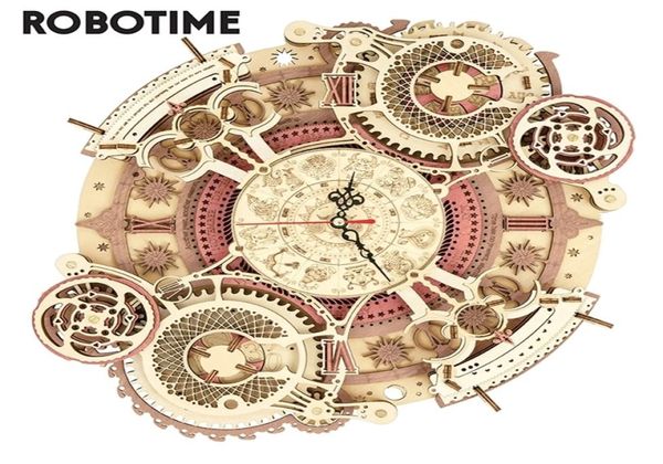 Robotime TIME ART 3D деревянная модель, набор строительных блоков, настенные часы со знаком зодиака, сборка своими руками, игрушка в подарок для детей, взрослых, LC 2204149502285