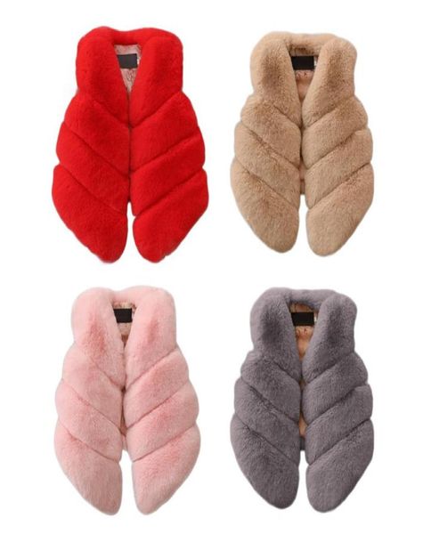 INS Gilet in pelliccia sintetica per ragazze Moda con scollo a V in pelliccia di volpe per bambini gilet giacca multicolor casual slim gilet in pile per bambini A92432323404