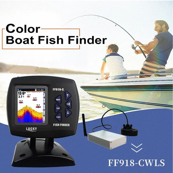 Lucky Sonar Fish Finder Faixa de operação sem fio 300m / 980f Localizador de pesca FF918-CWLS Barco de controle remoto sem fio Localizadores de peixes 240227