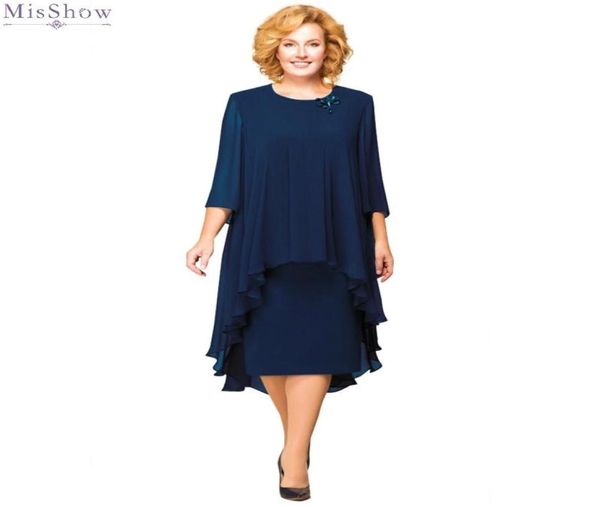 Elegante comprimento do chá mãe da noiva vestido de cocktail vestido plus size 34 manga longa vestidos de festa curtos com jaqueta custom made1090915