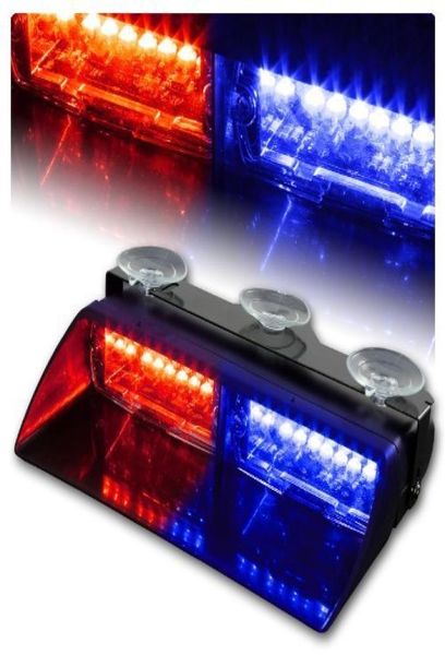 Rot Blau 16 LED High Intensity LED Law Enforcement Emergency Hazard Warning Stroboskoplichter für die Innendach-Armaturenbrett-Windschutzscheibe 5929329