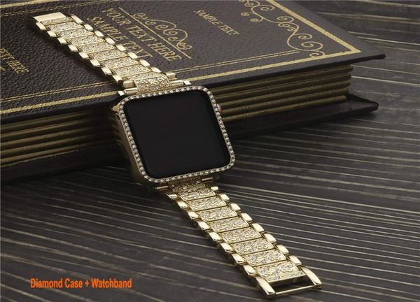 Bling Bantları Kılıflar Apple Watch Band 38mm 40mm 41mm 42mm 44mm 45mm kadınlar Glitter elmas koruyucu kapak IWATC5230562