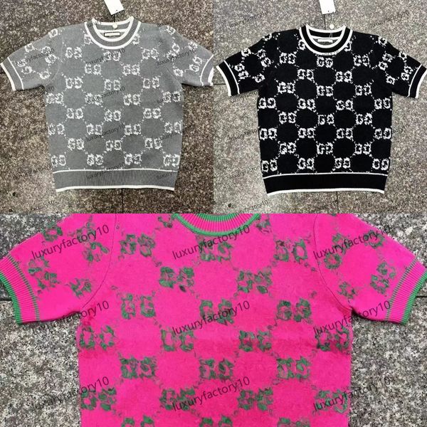 Neueste Strickwaren-T-Shirt-Kleidung, Damenbekleidung, reine Baumwolle, Rundhalsausschnitt, kurze Ärmel, Zeichen-Buchstaben-Druck