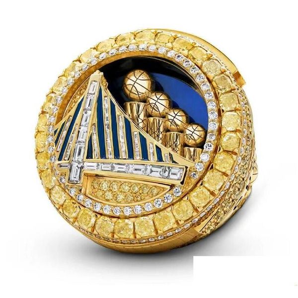 Anelli di cluster 2022 Curry Basketball Warriors Team Championship Ring con la scatola di legno Souvenir Men Regali Gift Gioielli Delive Delive Dho9a