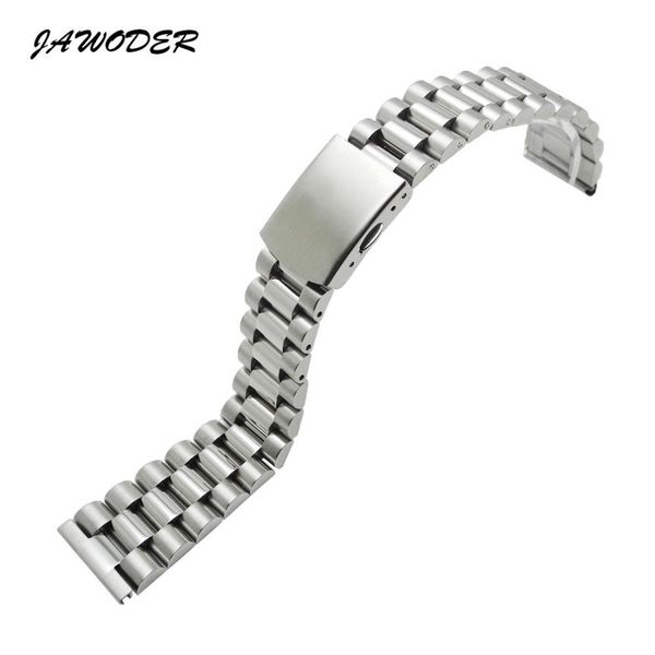 JAWODER Cinturino 16 18 20 22mm Puro Solido Acciaio Inossidabile Lucidatura Spazzolato Cinturino Cinturino Deployante Fibbia Bracciali172t