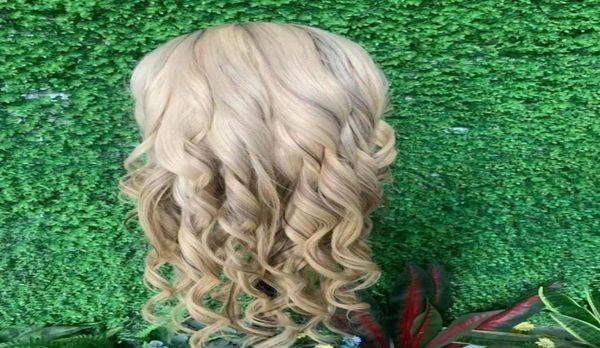 Moda feminina Hight Qualtiy onda solta peruca cheia feita à mão rendas humano natural78767195994395