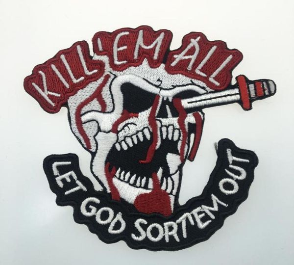 Evil Skull besticktes Eisen auf Kleidung Kill039EM All Patch Biker Jacke Patch Applikation Stickerei Motor Patch 3481346