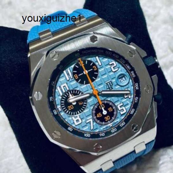 Business-Uhr, Chronograph, AP-Uhr 26238ST, automatisch, mechanisch, 42 mm Durchmesser, blaues kreisförmiges Zifferblatt mit Fly-Back/Reverse-Sprungfunktion, Einzelzähler