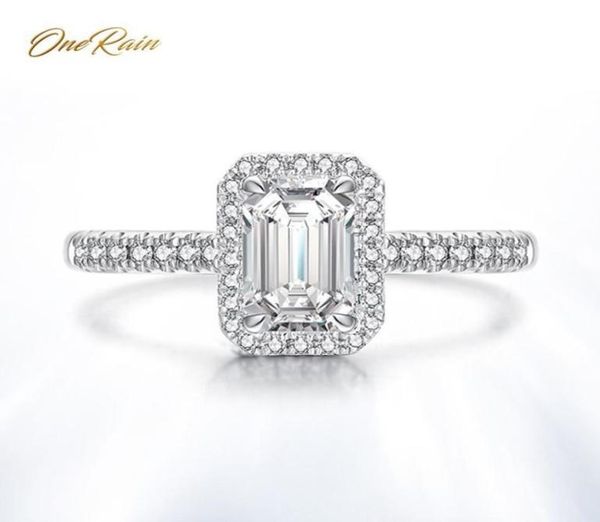 Onerain clássico 100 925 prata esterlina criado moissanite diamantes cristal pedra preciosa noivado anéis de casamento jóias inteiras y5775004