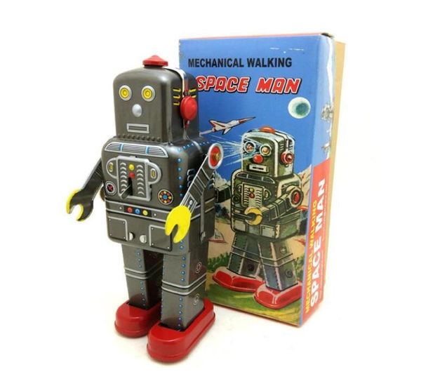 Винтажная коллекция роботов «Космический человек», оловянные игрушки, классический заводной механический ходячий робот, игрушки для коллекционного подарка 2203295890586