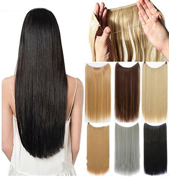 22 26 polegadas Loop Reto Micro Anel Extensões de Cabelo Sintético Trama De Seda De Alta Temperatura 17 Cores FL0159954484