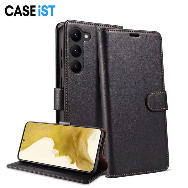 CASEiST Retro PU Leder Flip Wallet Handyhülle Ständer Halter Business Kreditkartenfächer Mobile Cover Tasche mit Riemen für Samsung Galaxy S24 S23 S22 S21 S20 Ultra Plus FE