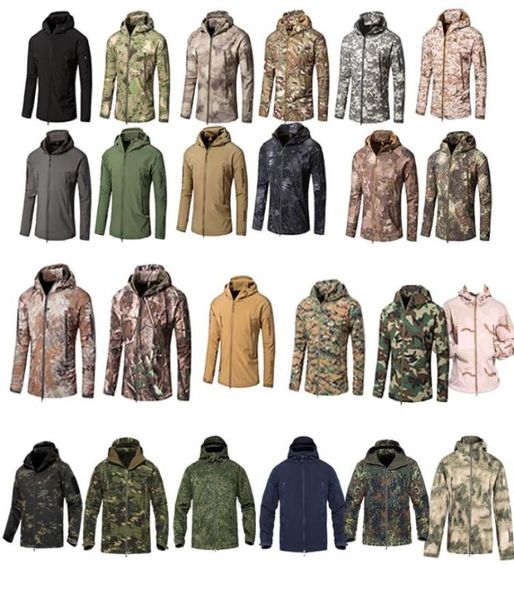 Ao ar livre com capuz jaqueta softshell floresta caça tiro roupas tático camo casaco roupas de combate camuflagem no052016081741