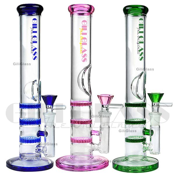 Tubo dritto Bong in vetro Triple Dab Rig Birdcage Perc Narghilè Piattaforme petrolifere Bong per fumare tubi dell'acqua con Banger Bowl