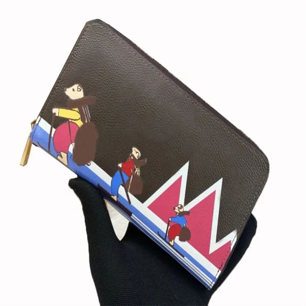 Damen-Designer-Geldbörsen, Zippy-Geldbörsen, brauner Blumenbuchstabe, Mascot Holidays, langer Kartenhalter, hochwertige Damenmode-Clutch mit Originalverpackung