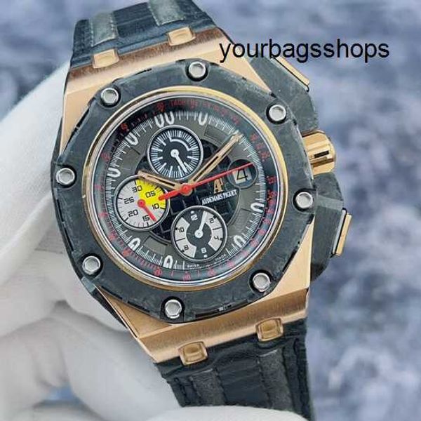 Simpatico orologio da polso AP Watch Royal Oak Offshore Series 26290RO Anello in carbonio forgiato Materiale in oro rosa 18 carati Orologio meccanico automatico da uomo 44 mm