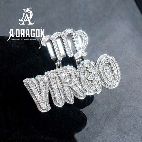 Personalizado banhado a ouro vvs moissanite carta pingente gelado passar diamante tester baguette corte diamante nome pingente jóias finas