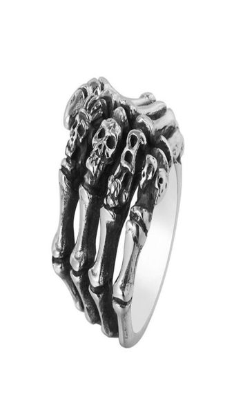 Anelli di nozze di alta qualità 25mm in acciaio inossidabile Women039s gioielli Hip Hop regalo Steampunk scheletro mano anello di dito per gli uomini Drop7866551
