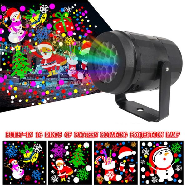 16 Padrões Luzes de Natal Rotativas LED Efeitos Laser Projetor Luz Floco de Neve Elk Lâmpada de Projeção Noite Estágio Interior Exterior L2654010