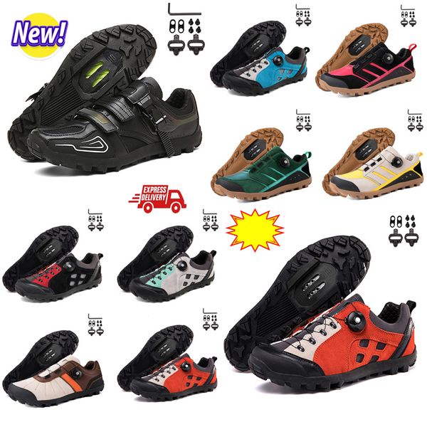 Calzature da ciclismo Uomo Speed Road Bike Sneakers Scarpe da ciclismo piatte in carbonio Tacchetti MTB Scarpe da mountain bike da donna SPD Pczedals Racing Biking Footwar GAI