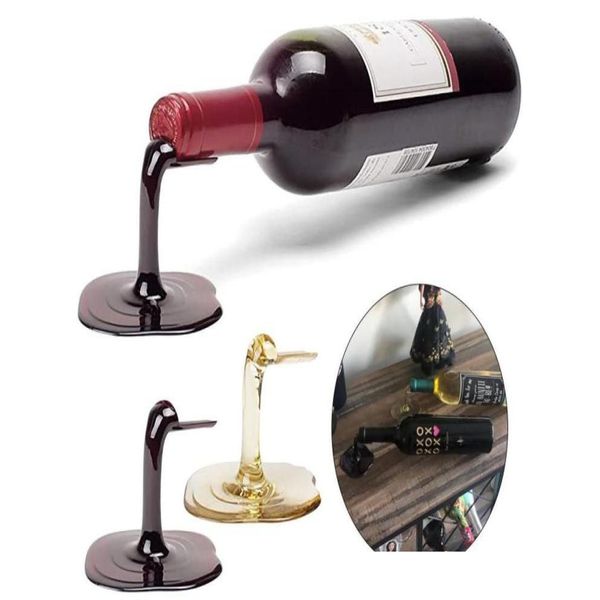 Ganchos trilhos derramados garrafa de vinho titular vermelho e ouro individualidade criativa suporte cozinha barra rack exibição gadgets3833082 gota deli dh2kh