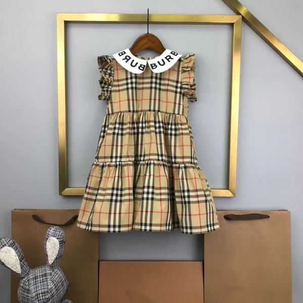 Vestido infantil de marca de luxo, vestido de meninas, roupas infantis com letras, vestidos de menina, marca top, fasion, verão, 1-15 anos