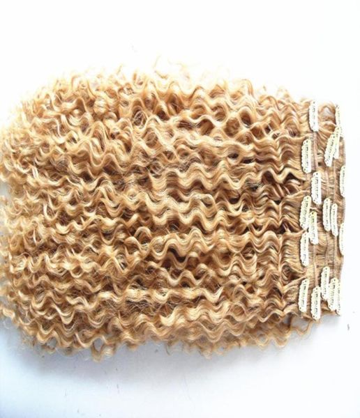 brasilianisches menschliches reines remy lockiges haar schusslocken webt unbearbeitete blonde 613 doppelt gezeichnete clip-in-verlängerungen2952563