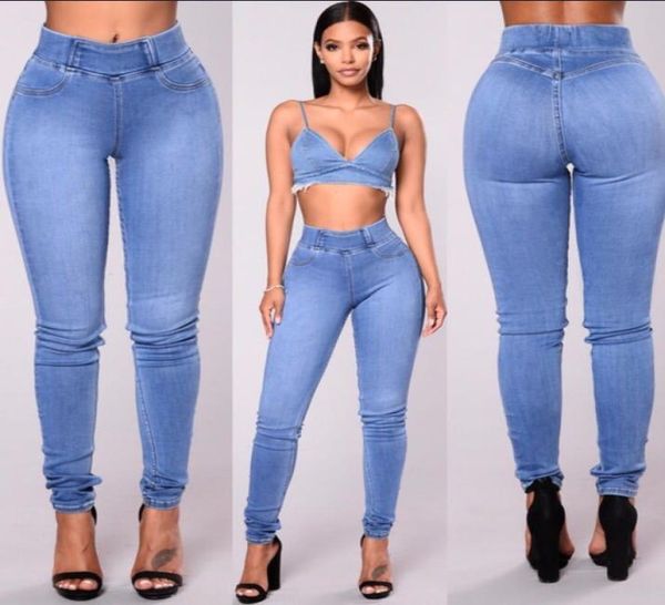 Röhrenjeans Frau Gummiband Korsett Jeans Damen 039er Hosen mit hoher Taille Hosen für Damen Casual Strech Denim9836132