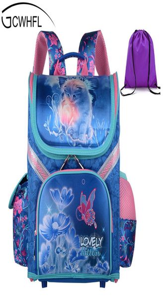 Gcwhfl Mädchen Rucksäcke Kinder Schultaschen Orthopädischer Rucksack Katze Schmetterling Tasche Für Mädchen Kinder Schulranzen Rucksack Mochila J1906148546478