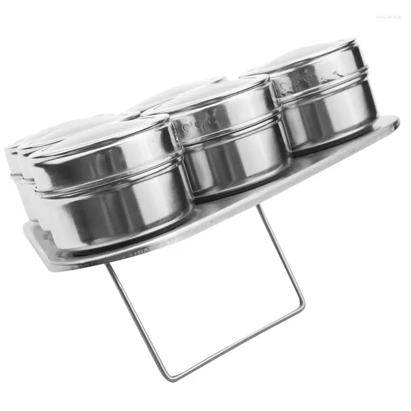 Garrafas de armazenamento magnética tempero jar sal titular caixa shaker para especiarias recipiente pimenta cozinha tempero em pó 6 pçs