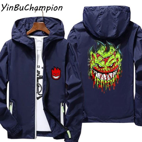 Jacken Ripper Spitfire Zombie Wheels Herren Windjacke Reißverschluss Sonnenschutz Haut Dünne Kapuze Outdoor Sports Pilot Jacke Übergroße S7XL