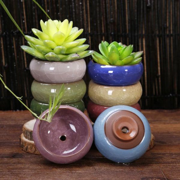 12pcs All-Match Seramik Sakslar Pratik Yuvarlak Yuvarlak Bahçe Şezlonları Ev Masaüstü Succulents Bitkiler Flowerpot Gjavascript: Arden Malzemeleri