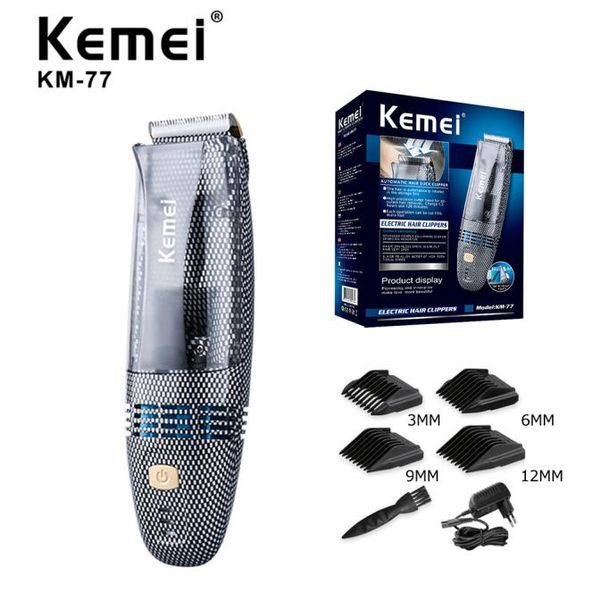 Kemei km77 máquina de cortar cabelo automática, profissional, a vácuo para bebês, elétrica, sem fio, aparador de cabelo para crianças, máquina de corte de cabelo 8057373