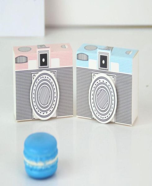 2019 Nuova fotocamera Scatola di caramelle per matrimoni Scatole di bomboniere creative Dolci Scatole di regali di carta Baby Shower Decorazione del partito6392648