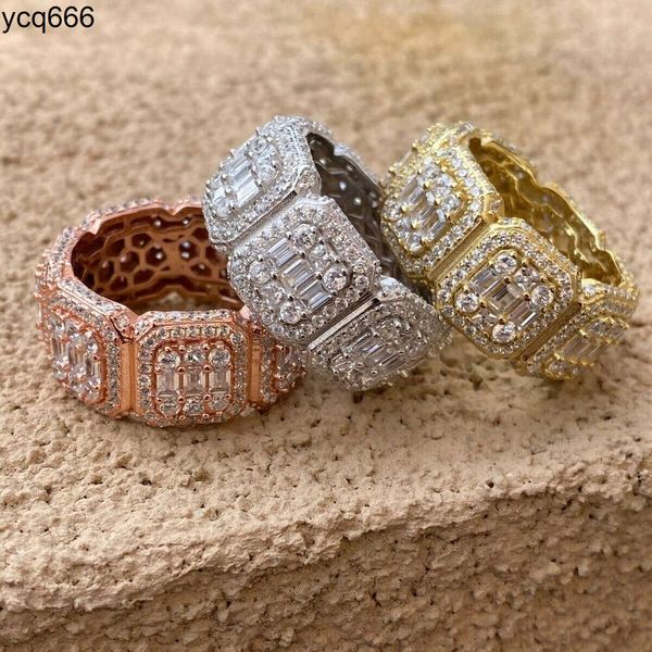 Anello in oro 14k con diamanti Moissanite da 5 ct Anello con diamanti per gioielli hip-hop in Cina