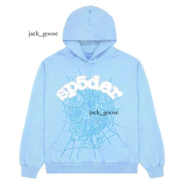 Mens Hoodies Moletons 2023 Novo Céu Azul Sp5der Hoodie Homens Mulheres 1 Hip Hop Young Thug Spider Hoodie Mundial 555555 Moletons Imprimir Pulôver Com Capuz Azul Claro 798